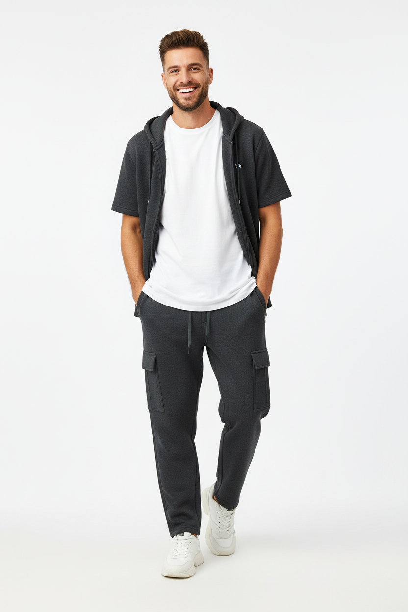 Men's Cargo Fleece Pants, Open Bottom