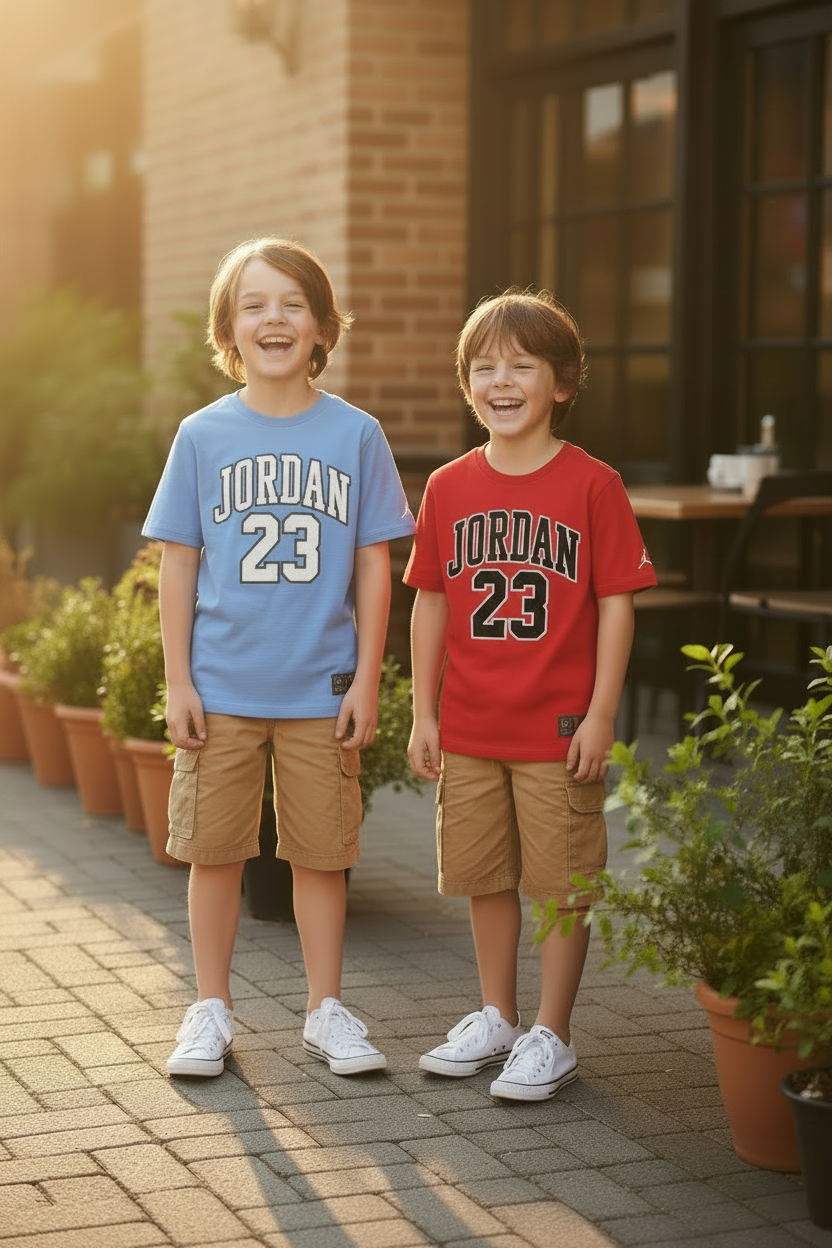 Jordan 23 Kids Tee – Embroidered Patch Logo | 60% Cotton 40% Polyester