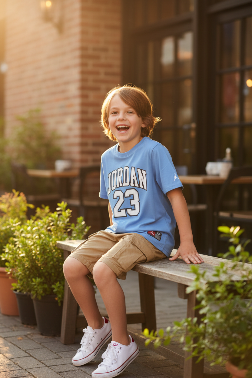 Jordan 23 Kids Tee – Embroidered Patch Logo | 60% Cotton 40% Polyester