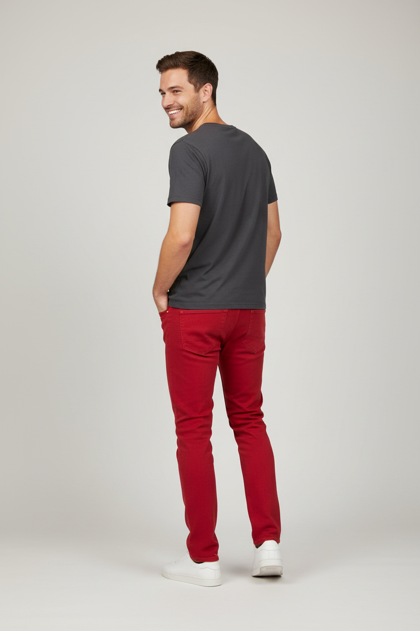 Bleecker & Mercer Men's Stretch Straight Fit Jeans | Red & Blue
