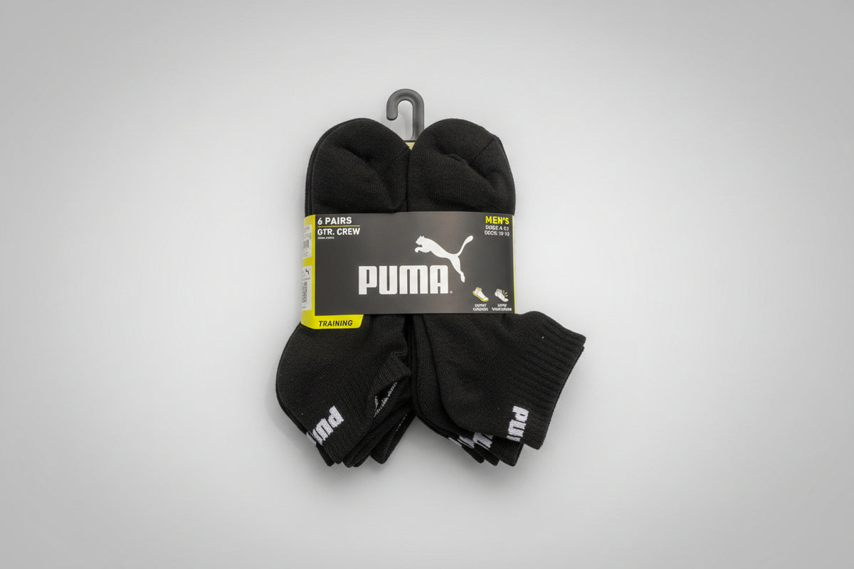 PUMA Men's 6-Pack Quarter-Crew Socks