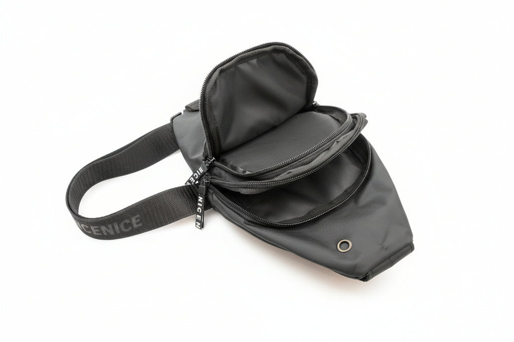Crossbody Sling Bag – Multi-Pocket Chest Shoulder Bag (Blue or Black)