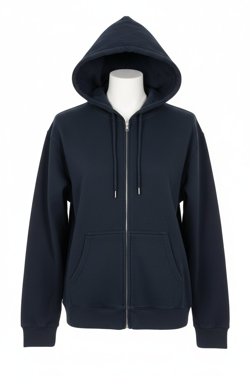 Plain Zip-Up Hoodie – Pre-Shrunk | 80% Cotton 20% Polyester