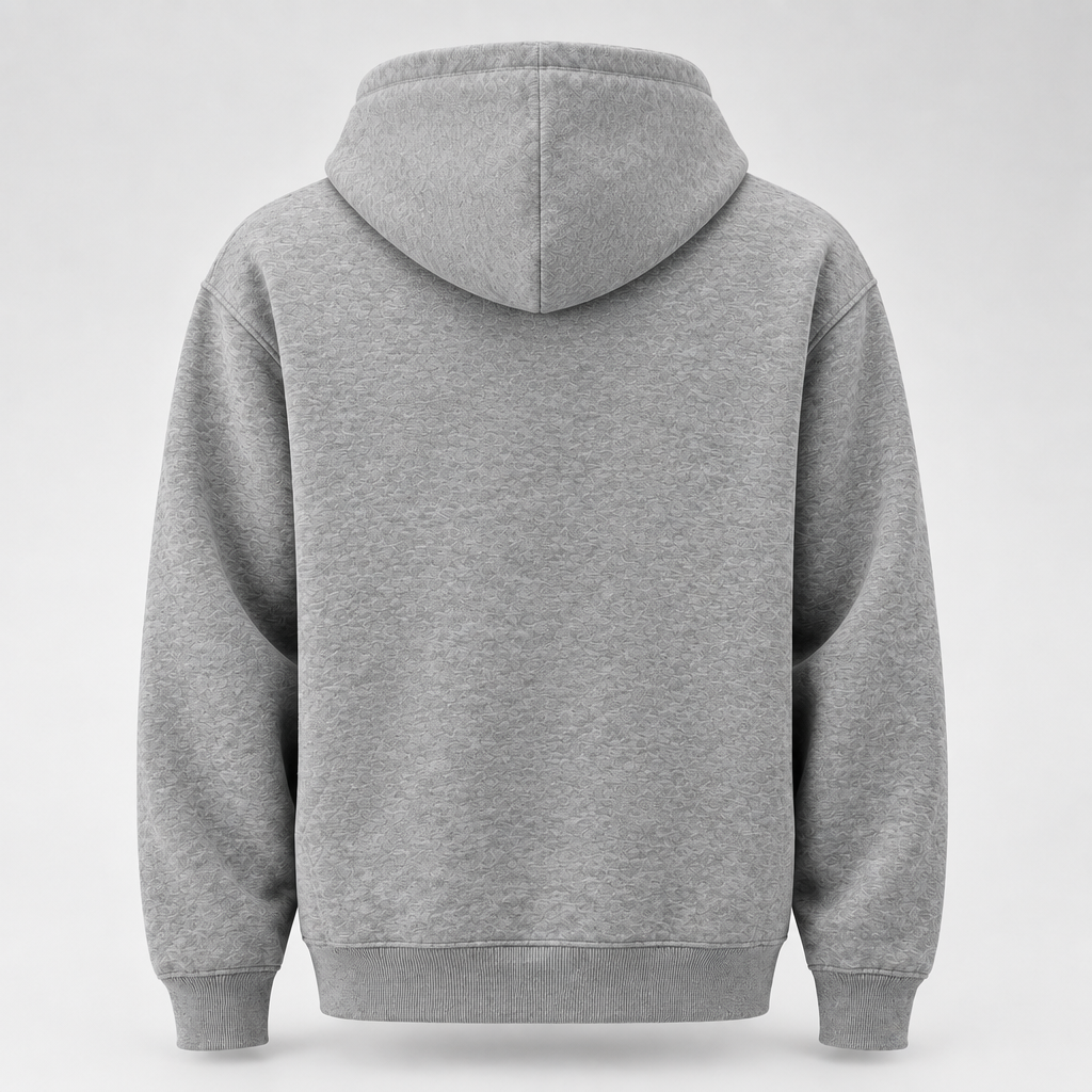 Grey Full-Zip Hoodie with Drawstring Hood