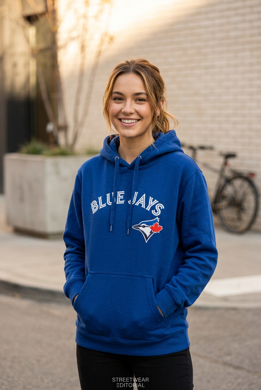 Unisex Printed Blue Jays Hoodie – Blue