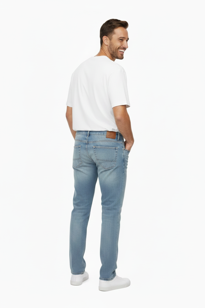 Bleecker & Mercer Men's Stretch Straight Fit Jeans | Red & Blue