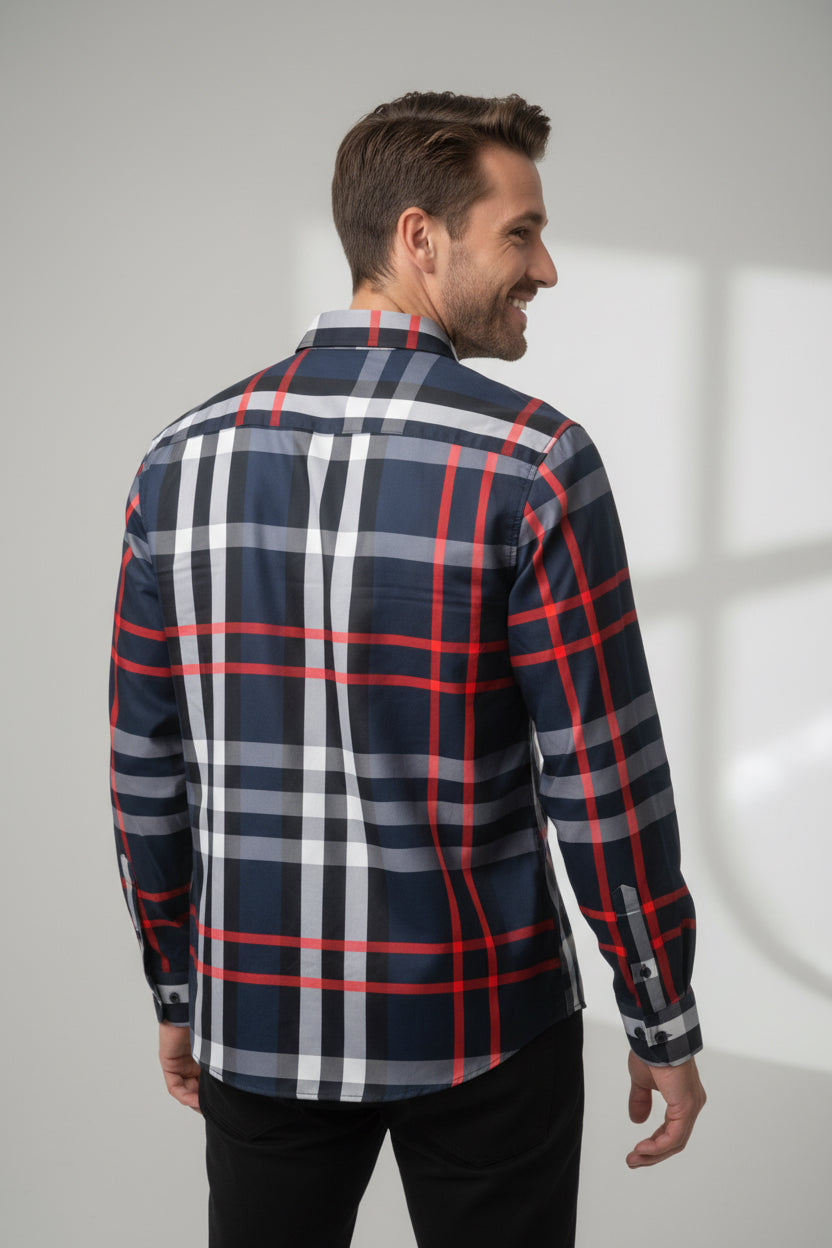 Men's Long Sleeve Shirt | Navy | Moderno Jeans
