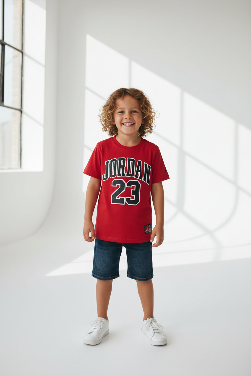 Jordan 23 Kids Tee – Embroidered Patch Logo | 60% Cotton 40% Polyester