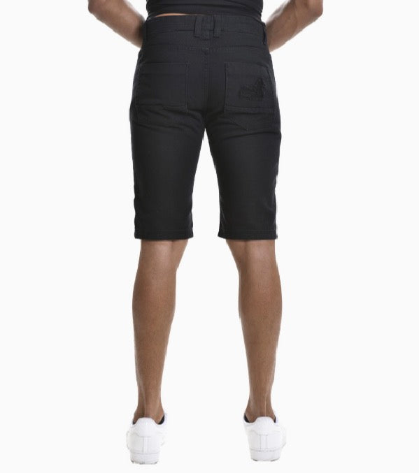 Switch Remarkable Men's Jet Black Ripped Denim Shorts