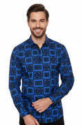 VIP Collection Men's Long-Sleeve Button-Up Shirt – Royal Blue Baroque