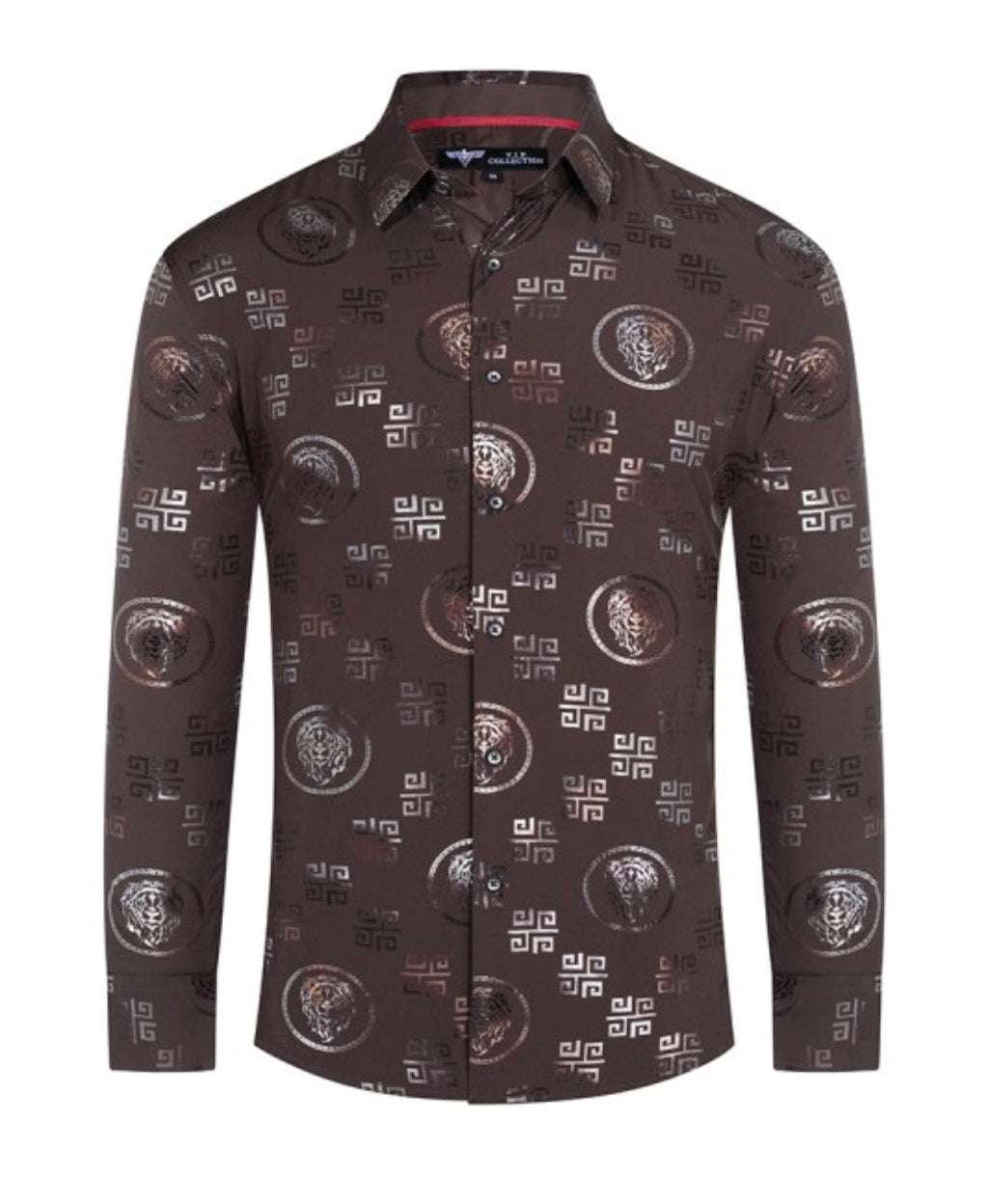 V.I.P Collection Men's Stylish Printed Foil Long Sleeve Shirt