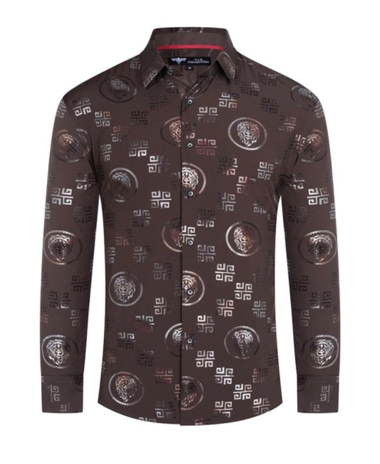 V.I.P Collection Men's Stylish Printed Foil Long Sleeve Shirt