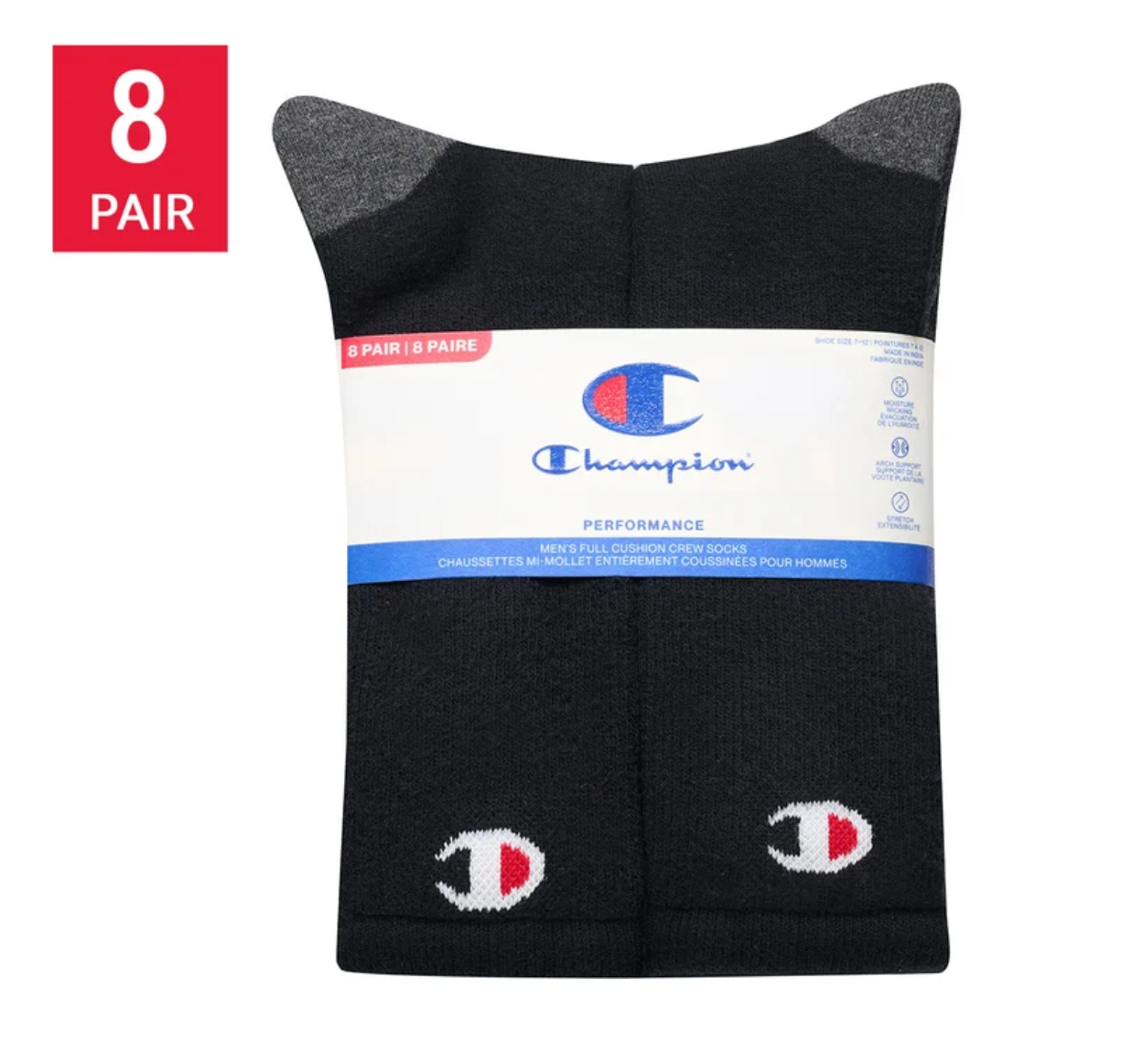 Champion Men's Crew Socks 8-Pack