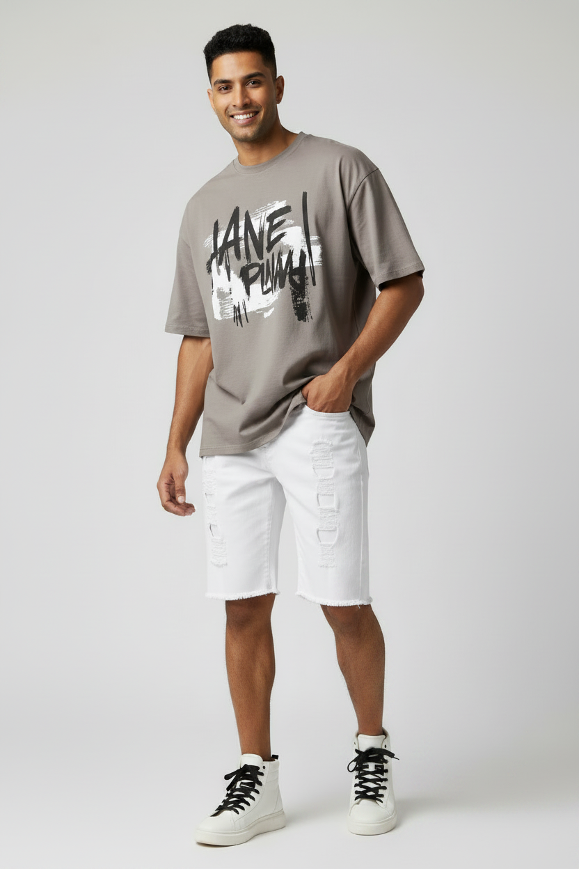 Men's Ripped Stretch Denim Jean Shorts