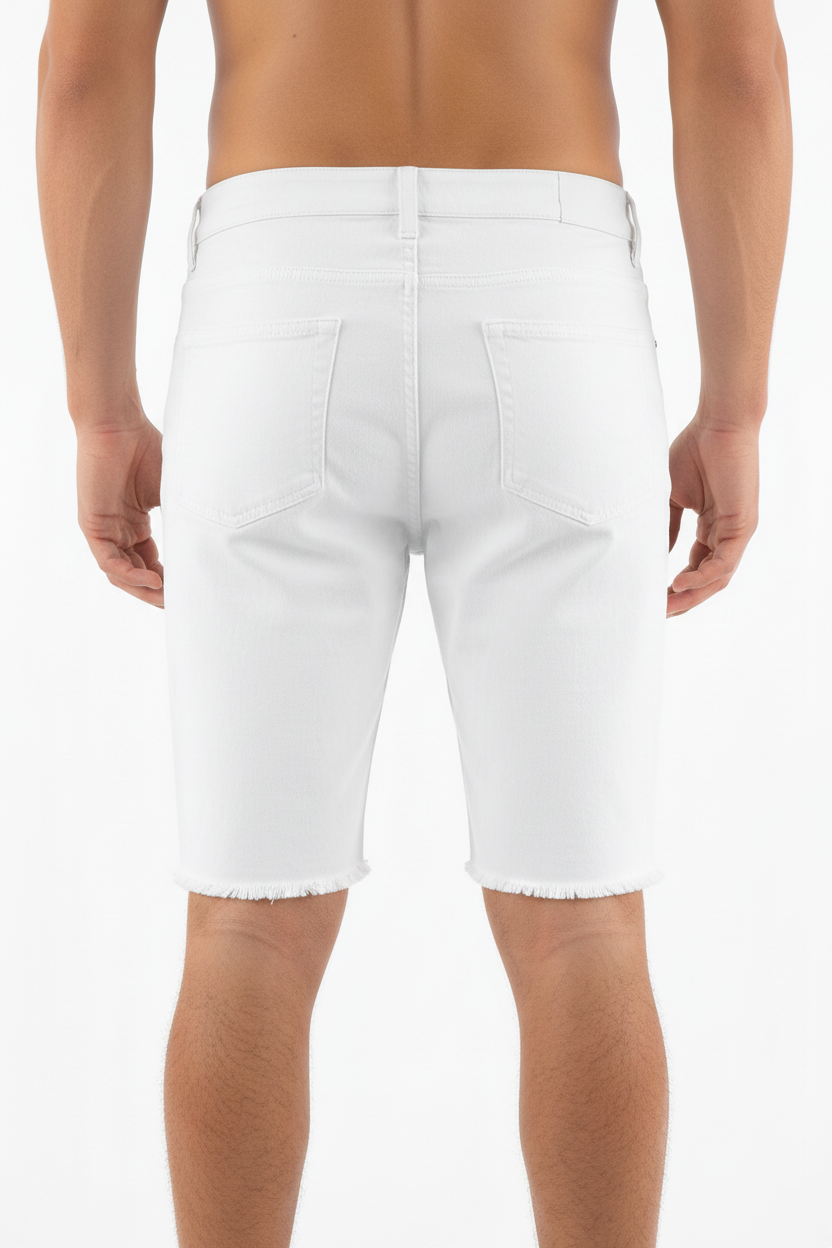 Men's Ripped Stretch Denim Jean Shorts