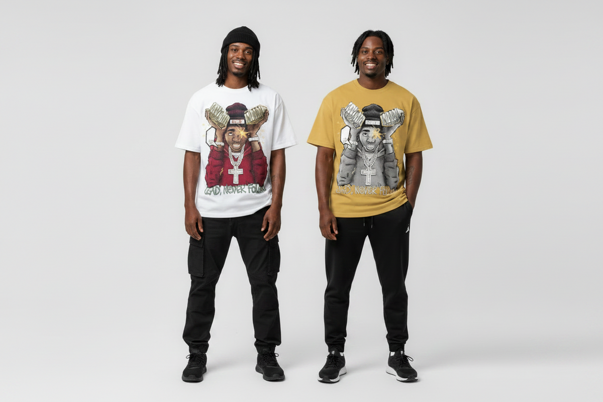 Lead Never Follow Graphic Tee by 3Forty - White and Timber Colourways