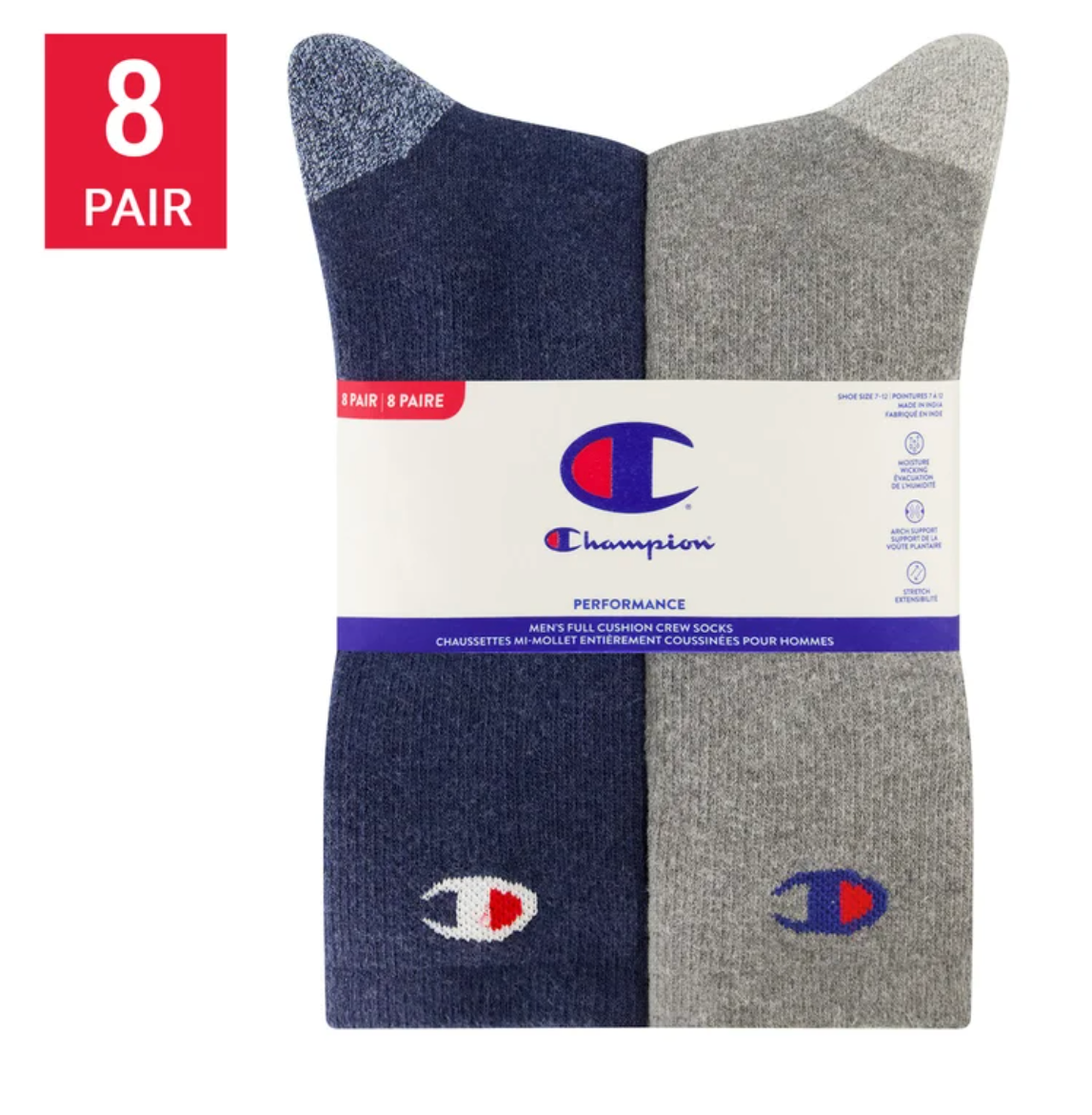 Champion Men's Crew Socks 8-Pack