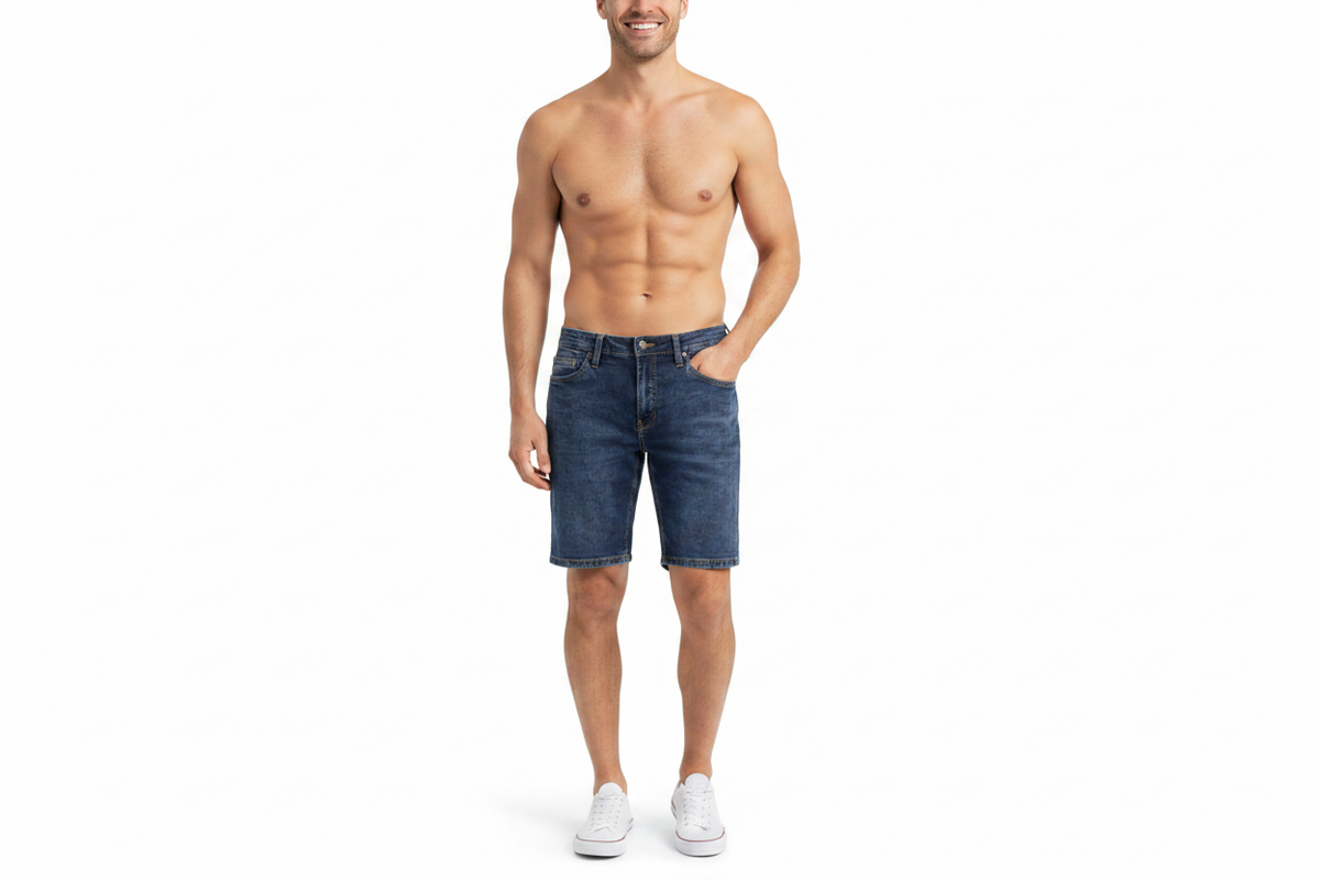 Urban Star Men's Jean Short - front view dark blue