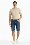 Urban Star Men's Jean Short - front detail with hand in pocket